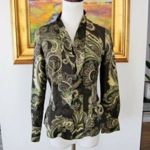 Silk Ann Taylor Paisley Blouse Sz10 Green & Brown